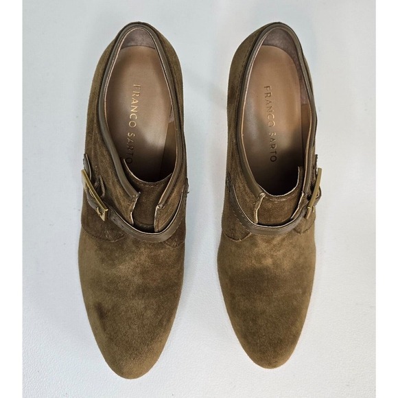 Franco Sarto Sabelle High Heel KHAKI Brown Suede Ankle Booties size 8 M - Picture 3 of 9